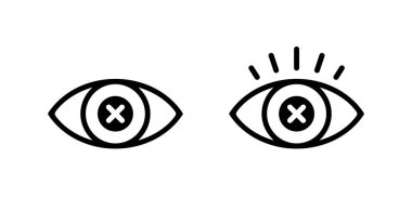 Göz problemi ikonu. Vizyon ağrısı, göz ağrısı, işaret işareti.