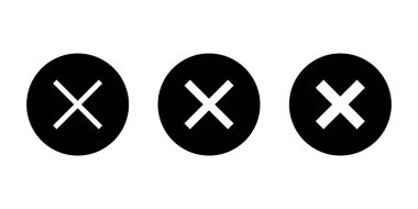 Çapraz x simgesi siyah daireye ayarlandı. Yanlış, hata, işaret simgesini kapat