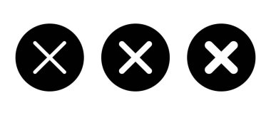 Cross, X işareti simgesi siyah daireye ayarlandı. Yanlış, hata, işaret simgesini kapat