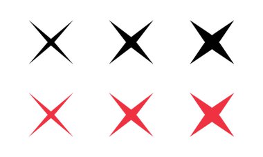 Cross, X işareti simgesi keskin bir şekilde ayarlandı. Yanlış, hata, işaret simgesini kapat