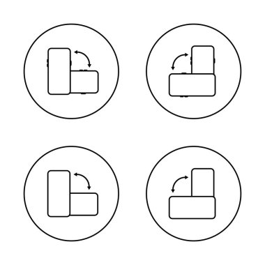 Akıllı telefon simgesini daire çizgisi üzerinde otomatik döndür. Telefon döndürme işareti sembolü