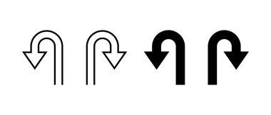 Basit bir U dönüşü ok simgesi. Haritalar ve navigasyon için yön sembolü