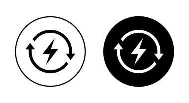 Siyah daire üzerinde yenilenebilir enerji ikonu. Sürdürülebilir güç işareti sembolü. Yeşil çevre kavramı