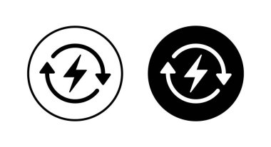 Yenilenebilir enerji, siyah daire üzerinde sürdürülebilir güç simgesi. Yeşil ortam işareti sembolü