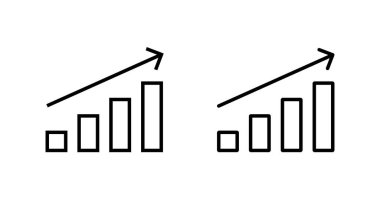 Yükselen eğilim ok simgesiyle büyüme çubuğu çizelgesi. Artırma, başarı ve finansal yükseliş sembolü. Düzenlenebilir vuruş
