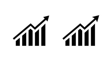 Yükselen oklu çubuk grafik büyüme simgesi. Yükselen eğilimli iş başarısı sembolü