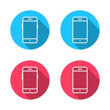 Cep telefonu, uzun gölgeli cep telefonu ikonu. Akıllı telefon, aygıt ana hat işareti sembolü