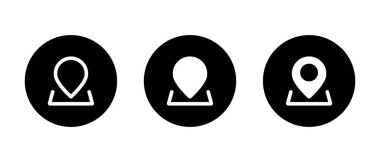 Navigasyon haritası pin simgesi ayarlandı. Siyah çemberde konum işaretleyici sembolü