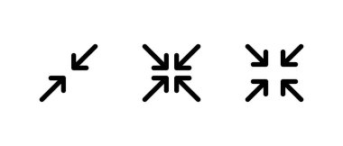 Küçült ve çökme simgesi seti. UI ve ortam uygulamaları için tam ekran simgesinden çık