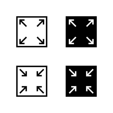 Genişlet ve çök tam ekran simgesi seti. Gösterge simgesini büyüt ve küçült