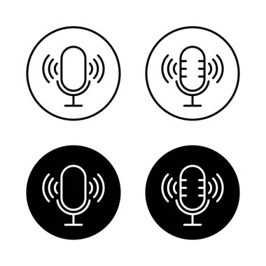 Siyah dairede podcast mikrofon ikonu. Ses kaydı, ses ve radyo yayın sembolü
