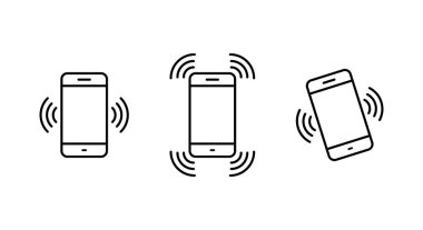 Mobile phone vibration icon set. Smartphone ringing and notification alert symbol