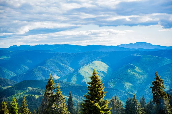 Άνοιξη Τοπίο Στα Βουνά Ονειροπόλος Δάσος Ορεινή Κορυφογραμμή Ψηλές Βραχώδεις — Φωτογραφία Αρχείου
