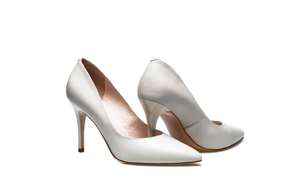 Fashionable Women Shoes Isolated White Background Stylish Classic Women Leather — Stockfoto