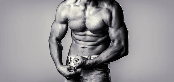 Muskelprotz Muskulöse Männer Strapazieren Muskeln Schwarz Weiß — Stockfoto