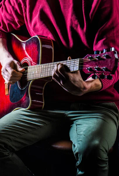 Zagraj Gitarze Muzyka Żywo Koncepcja Muzyki Gitara Elektryczna Struny Gitarzysta — Zdjęcie stockowe
