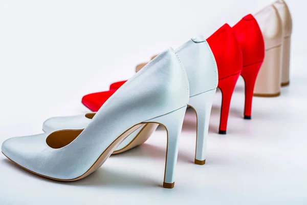 Обувь Женщин Концепция Красоты Моды Модные Женские Туфли Белом Фоне — стоковое фото