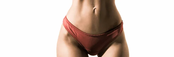Rapariga Cuecas Corpo Mulher Cuecas Vermelhas Forma Corpo Mulher Cintura — Fotografia de Stock