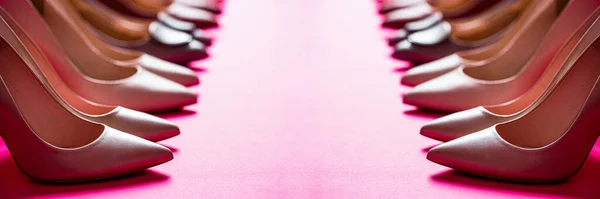 Модные Женские Туфли Розовом Фоне Обувь Женщин Обувь Высоком Каблуке — стоковое фото