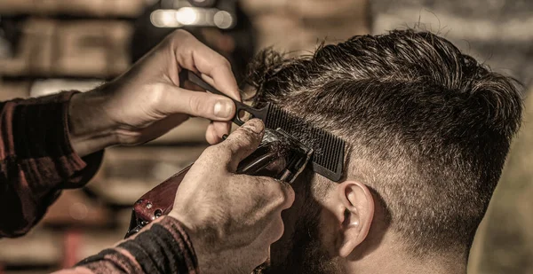Bärtiger Mann Friseurladen Haircut Konzept Mann Besucht Friseur Friseursalon Friseur — Stockfoto