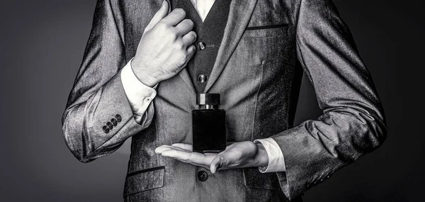 Smell Perfume Expensive Suit Rich Man Prefers Expensive Fragrance Smell — Stock Photo, Image