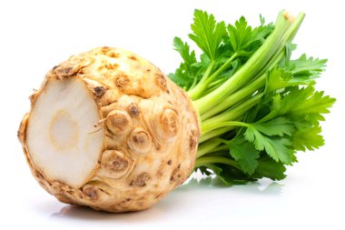 Piece of celery root, isolated on white background clipart