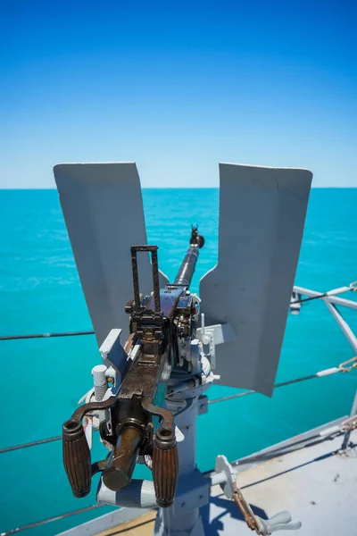 Color Image Automated Machine Gun Deck Military Ship Sea — Foto de Stock