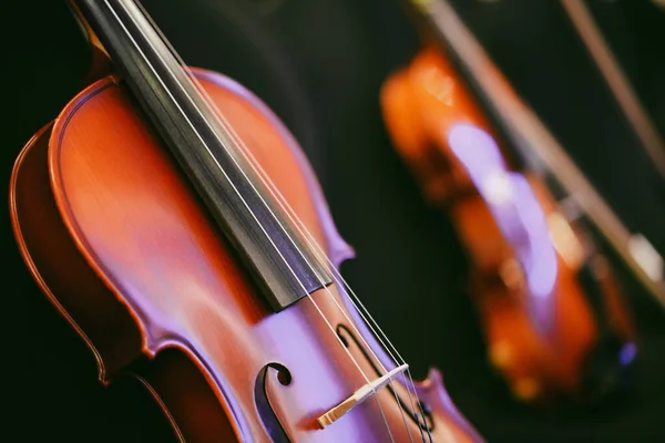 Vista Detalhada Dois Violinos Algumas Cadeiras — Fotografia de Stock
