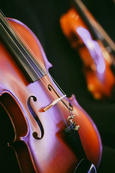 Dettaglio Veduta Due Violini Alcune Sedie — Foto Stock