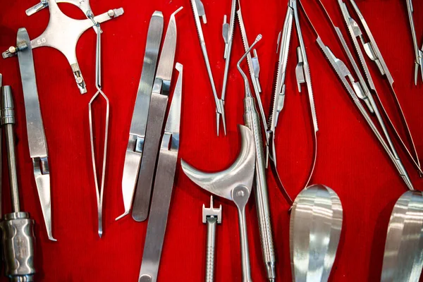 Närbild Samling Verktyg För Dentalmedicinsk Utrustning — Stockfoto