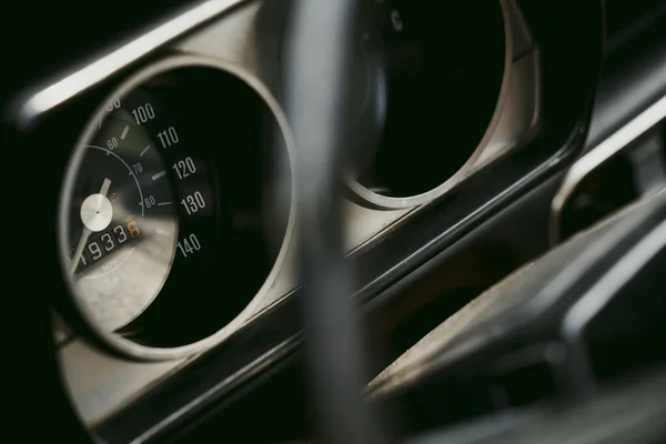 Close Shot Speedometer Gauge Old Vintage Car — Stock Photo, Image