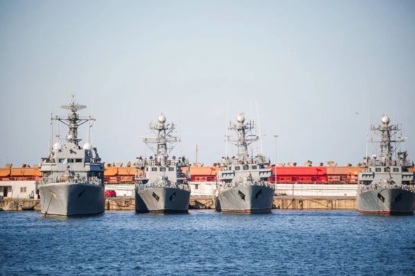 Buques Batalla Estacionarios Una Base Naval — Foto de Stock
