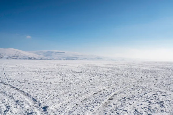 Schneebedeckter Gefrorener Eissee Cildir Kars Hochwertiges Foto — Stockfoto