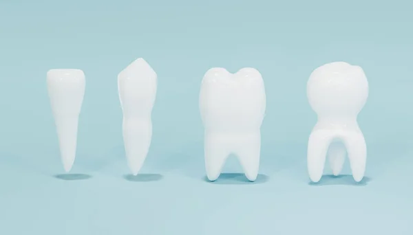 Types Teeth Teeth Isolated Blue Background Illustration — Stock Photo, Image