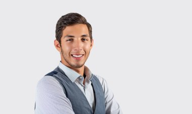 Mutlu iş adamı ya da çalışanın portresi. Yüksek kalite fotoğraf