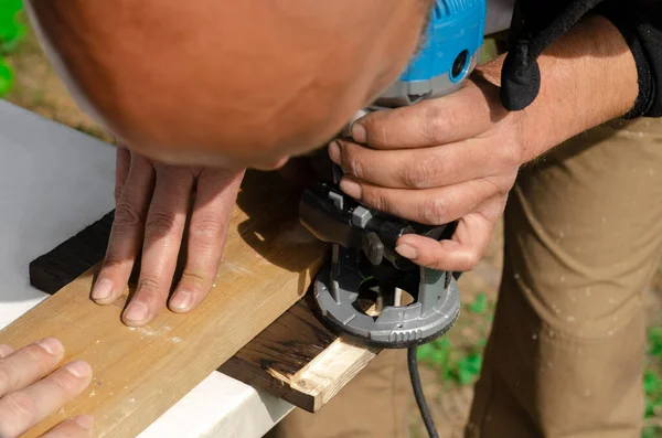 Scharfer Fräser Für Die Holzbearbeitung Aus Stahl Tischlerei Holzarbeitende Schaftfräser — Stockfoto