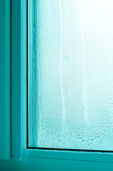 stock image Environmental problems. Condensation on metal-plastic windows. Greenhouse effect