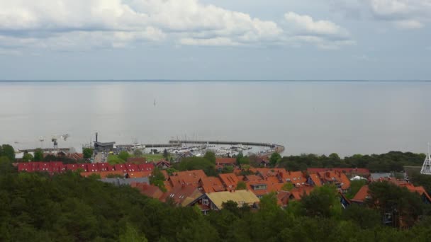 Литва Вид Воздуха Ниду Маленький Курортный Городок Балтийского Моря Окружении — стоковое видео