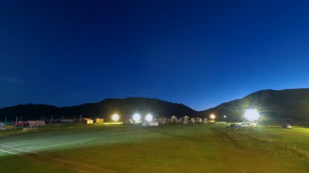 Day Nigh Time Lapse Yurt Camp Ger Campsite Rural Mongolia — Video Stock