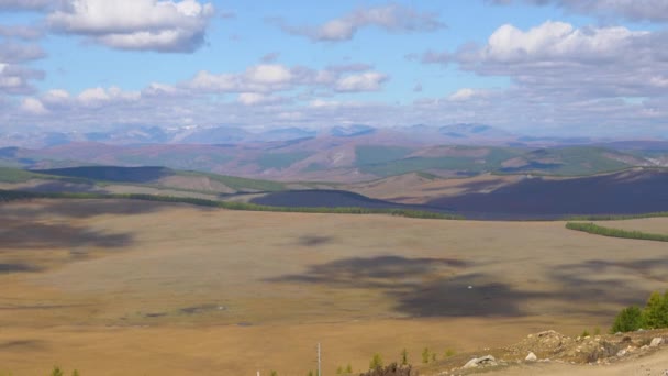 Majestic Landscape View Mongolian Steppes High Altitude Aerial View Nature — Video