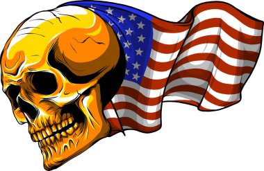 Amerikan bayrak kafatası vektör illüstrasyonu
