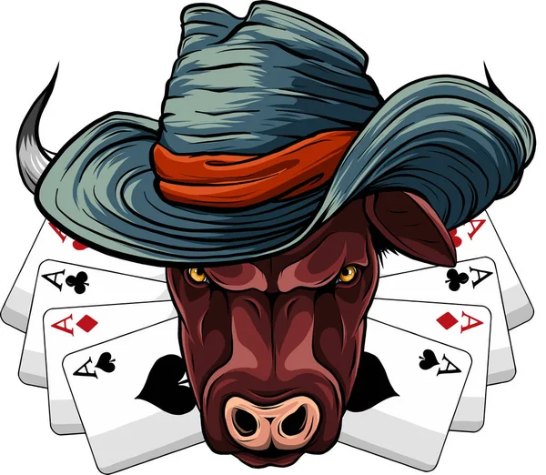 Mascotte Bull Design Del Logo Della Squadra Isolato Corno Lungo — Vettoriale Stock