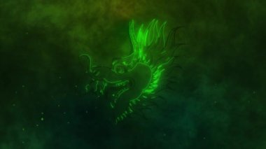 Beautiful dragon head neon sign. Chinese mythology, culture, fantasy design. Night bright neon sign, colorful billboard, light banner.