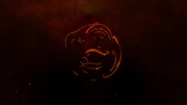 Outline neon crazy emoji. Glowing neon silly