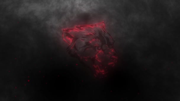 Digital Red Neon Head Panther — Vídeo de stock