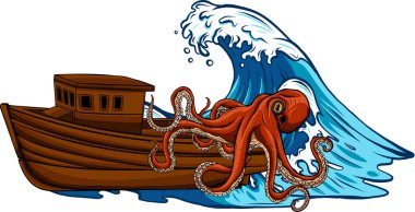 Dev ahtapotun çizimi gemiyi yakalıyor