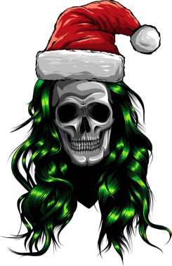 Noel Baba şapkası giyen kafatası