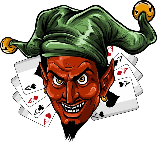 ベクトルイラストデザイン 笑い悪魔ポーカー — ストックベクタ