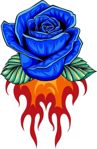 Rose Flames Isolado Vector Ilustração — Vetor de Stock