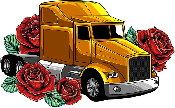 Camion Américain Classique Illustration Vectorielle — Image vectorielle